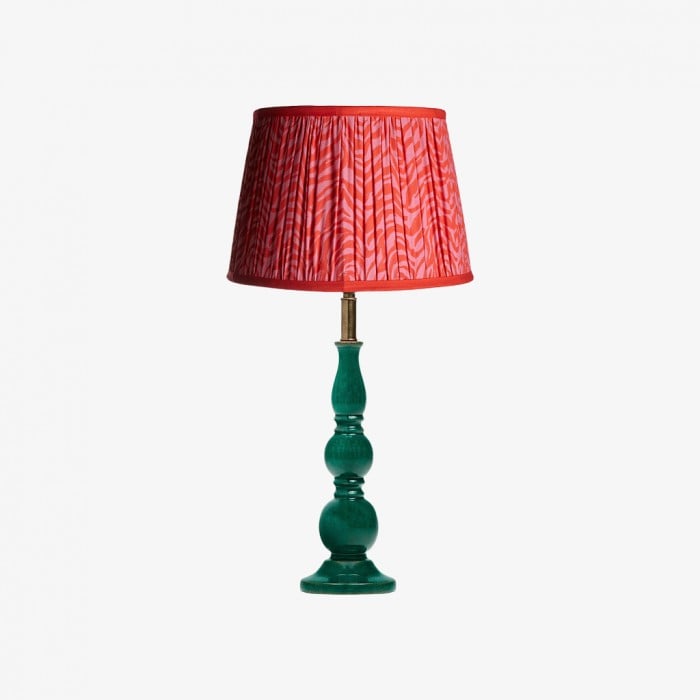 Lámpara de mesa Grainora con base de madera veteada y pantalla de tela para salas de estar HL2349