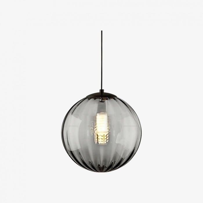 Lunorie Iron Metal Glass Globe Pendant Light – Sculpted Adjustable Pendant for Dining Spaces HL2351