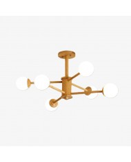 Wickara Ceiling Light Wicker Parasol Shade – Mixed-Material Ceiling Fixture for Living Room or Hallway HL2278