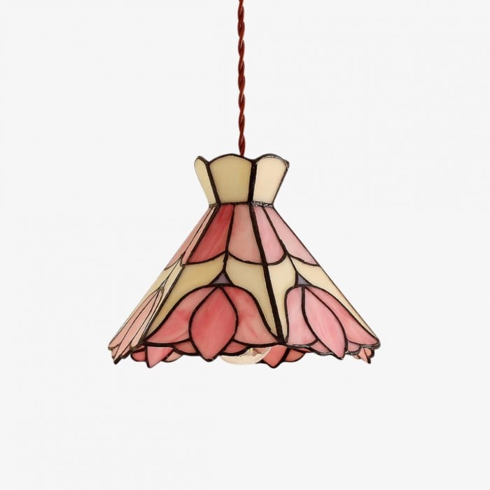 Sevra Floral Stained Glass Pendant Light Tiffany Inspired Hanging Ceiling Lamp for Living Room HL2347