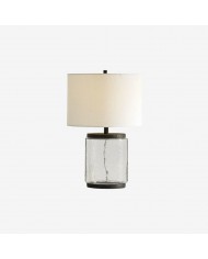 Lampa stołowa witrażowa Stellum Mushroom Moon, artystyczna lampa akcentowa z ceramiczną podstawą do salonów HL2339