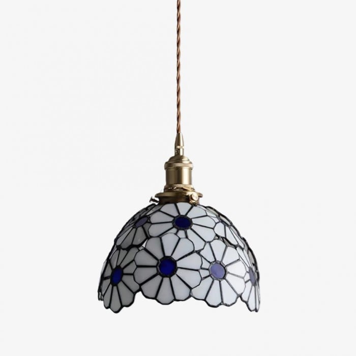 Vintage hanglamp met bloemenpatroon, decoratieve hanglamp – artistieke glazen stijl voor eetkamers HL2316