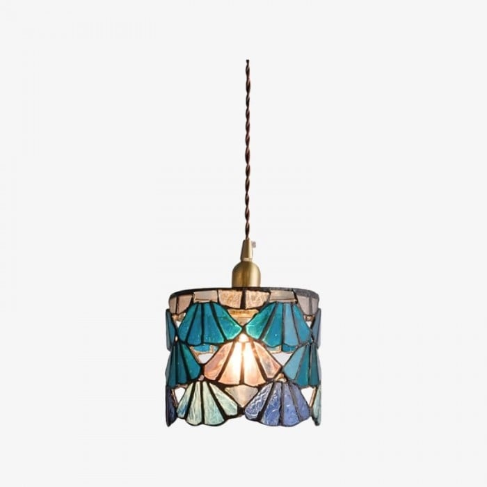 Vintagia Tiffany Inspired Pendant Light Fixture – Artistic Glass Shade Pendant for Dining Island and Entryway HL2310