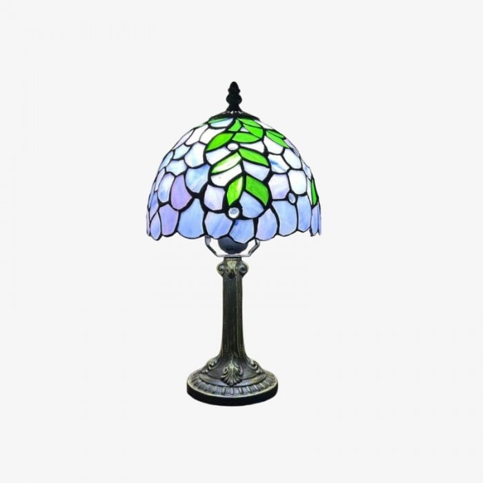 Virelle Traditionele Tiffany Tafellamp – Kleurrijke Bureaulamp met Glas-in-lood Koepel voor Slaapkamer HL2337