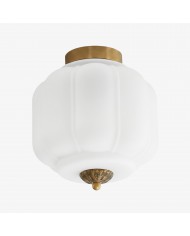 Geotower Deckenleuchte aus Messing und Glas – Art Deco gerippte Kugel-Deckenleuchte HL1726