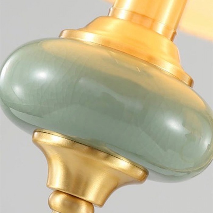 Rowanea Keramik Vägglampa med Tygskärm och Metallfinish - Lantlig Modern Halllampa HL2409