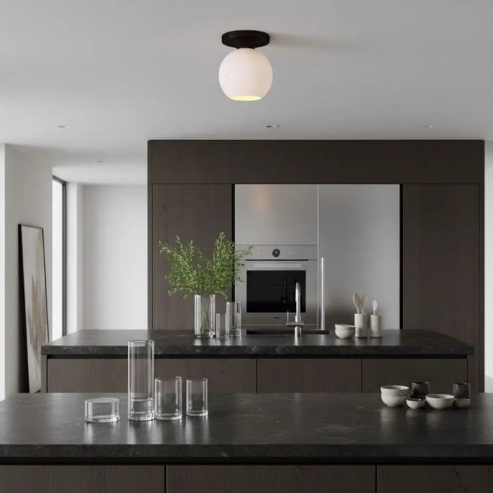 Plafonnier globe moderne Selvion - Abat-jour en verre de luxe pour salle de bain résistante à l'humidité HL1477