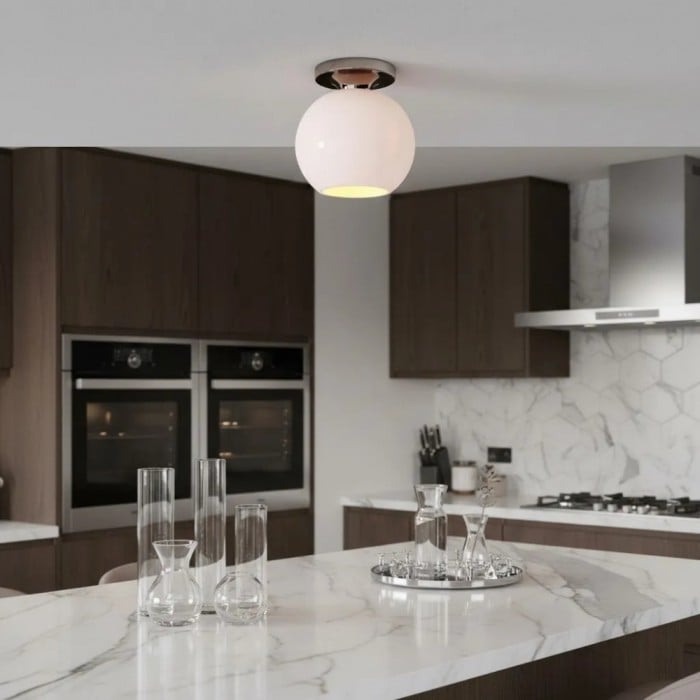 Plafonnier globe moderne Selvion - Abat-jour en verre de luxe pour salle de bain résistante à l'humidité HL1477