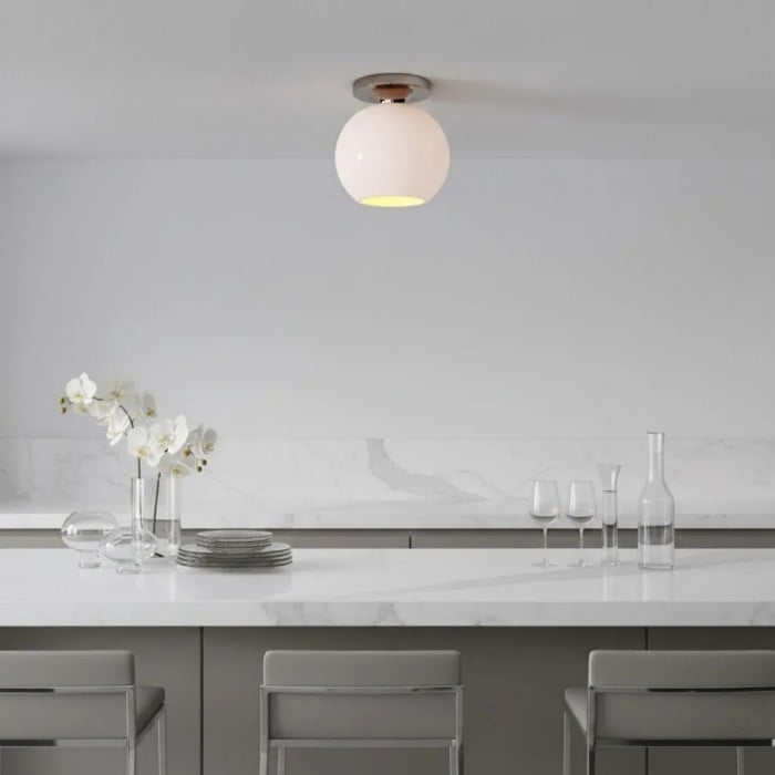 Plafonnier globe moderne Selvion - Abat-jour en verre de luxe pour salle de bain résistante à l'humidité HL1477