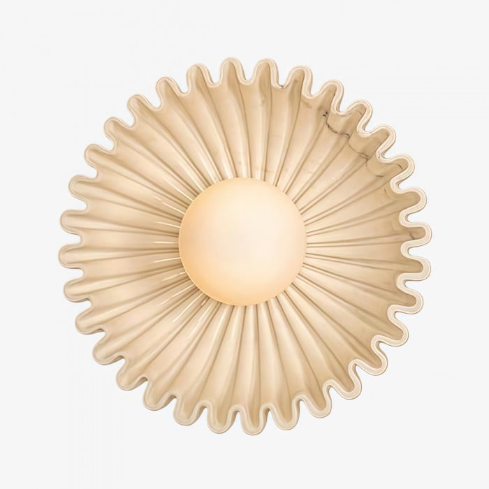 Vägglampa med plastskärm och keramisk blomma HL375