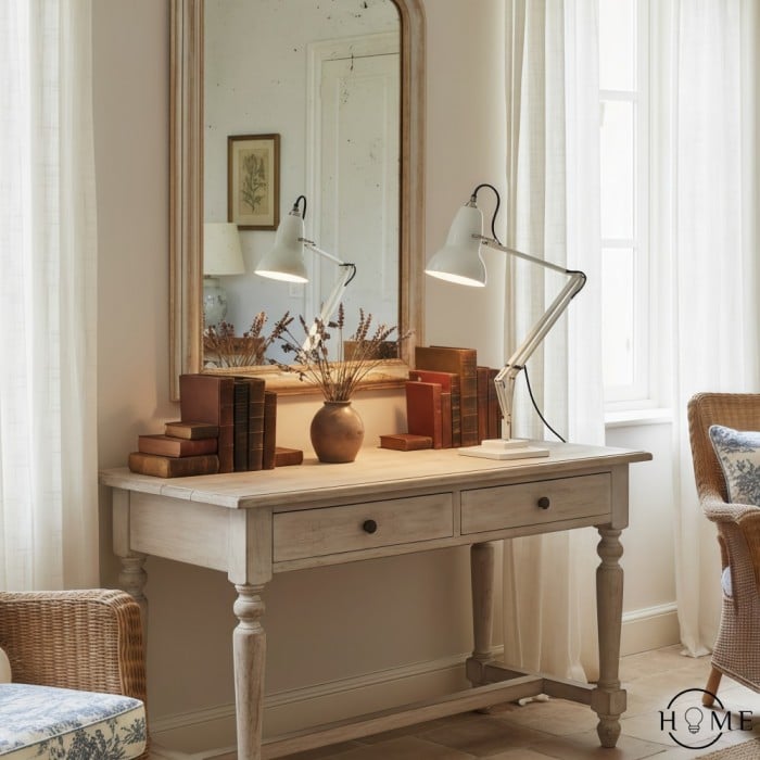 Lampada da tavolo in metallo con braccio a molla Modryx - Lampada da scrivania regolabile vintage per studio HL1820