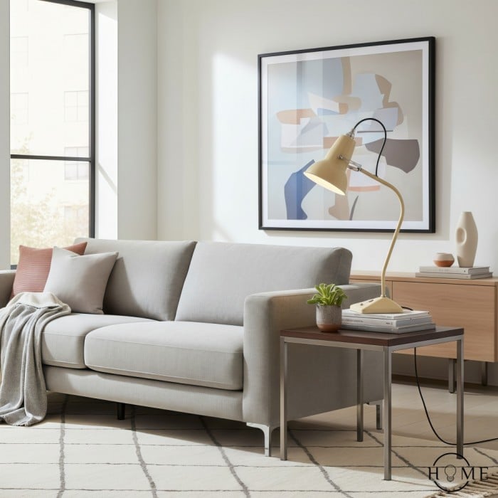 Modryx Mini-Tischleuchte aus Metall – Klassische Tischleuchte mit geometrischem Fuß für Wohnbereiche HL2354