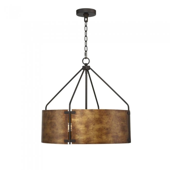 Vintage Messing Trommel Hanglamp - Verouderd Metaal en Warme Gloed HL1016