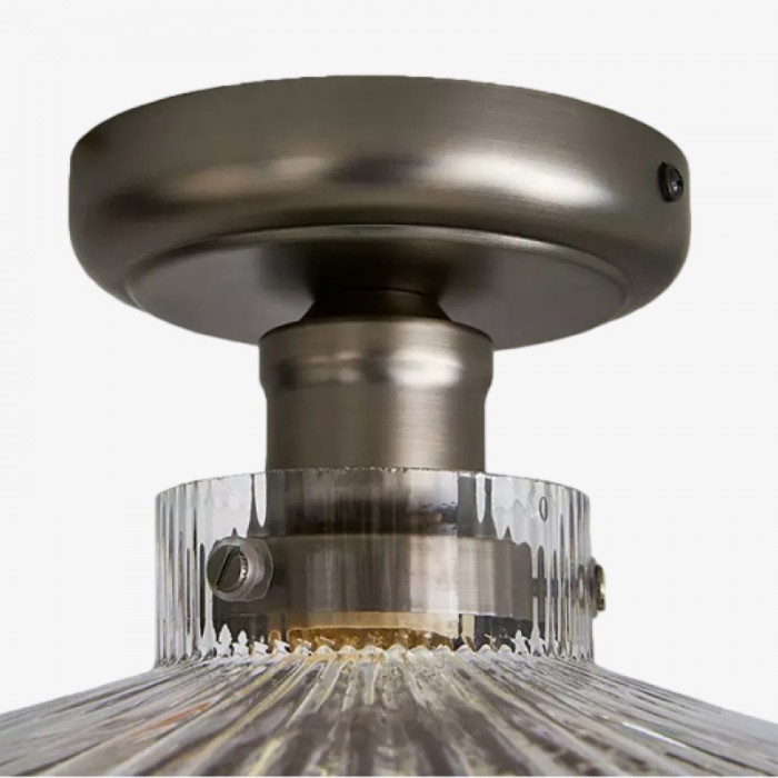 Ribora Vintage - Lámpara de techo de cristal acanalado de inspiración industrial - Montaje empotrado para interiores modernos