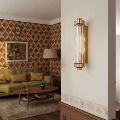 Bravira Ribbad Cylindrisk Vägglampa i Glas - Modern Nordisk Vägglampa för Hall och Vardagsrum HL2440