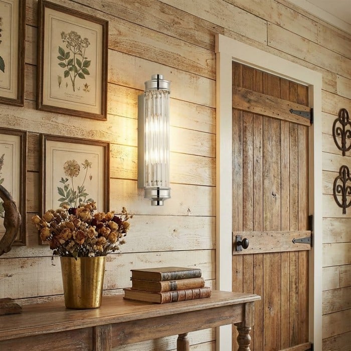 Aplique de pared cilíndrico de vidrio acanalado Bravira - Lámpara de pared nórdica moderna para pasillo y salón HL2440