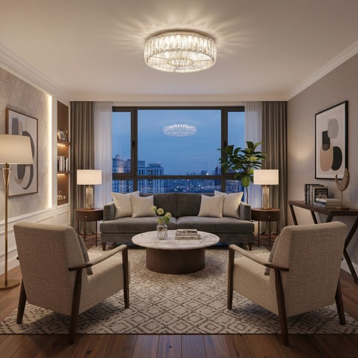 Plafonnier rond élégant Clereon – Design moderne en verre pour salon HL2439