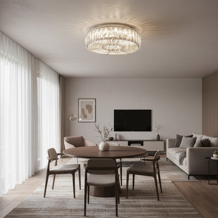 Plafonnier rond élégant Clereon – Design moderne en verre pour salon HL2439
