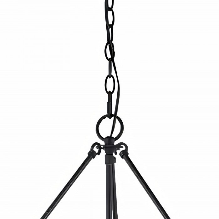 Lámpara colgante industrial contemporánea Dravik con forma de tambor: lámpara colgante de metal negro para sala de estar o