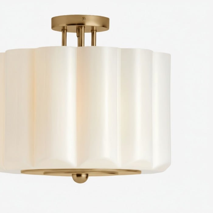 Plafonnier Enoravelo style ferme - Abat-jour en verre festonné au design vintage pour intérieurs HL2418