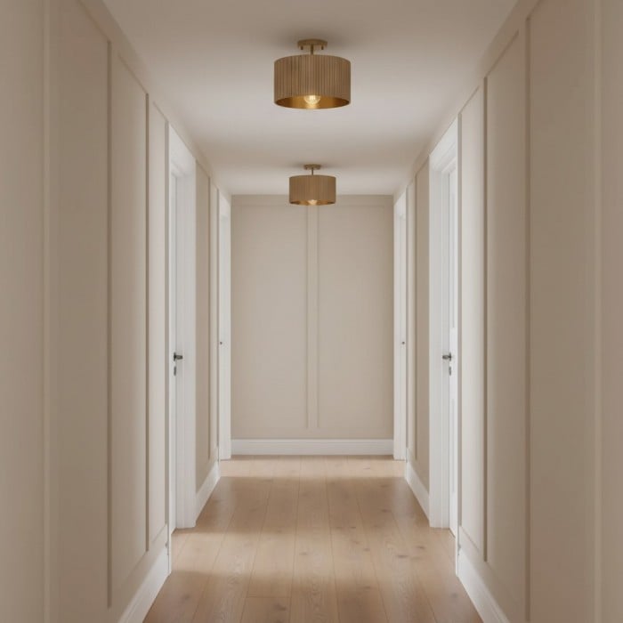 Plafonnier Flutera à tambour cannelé – Luminaire encastré texturé style ferme pour salon et chambre HL2431