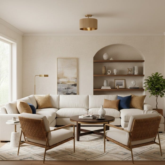 Plafonnier Flutera à tambour cannelé – Luminaire encastré texturé style ferme pour salon et chambre HL2431