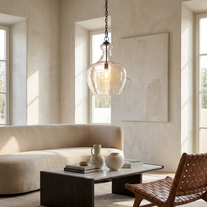 Lampa wisząca Lirra z ręcznie dmuchanego szkła – styl industrialny do salonów i przedpokojów HL2429