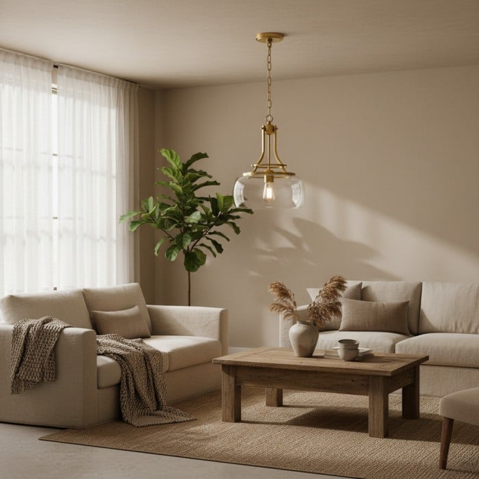 Suspension Lirra Vintage en verre transparent avec dôme - Style industriel classique pour entrée HL2425