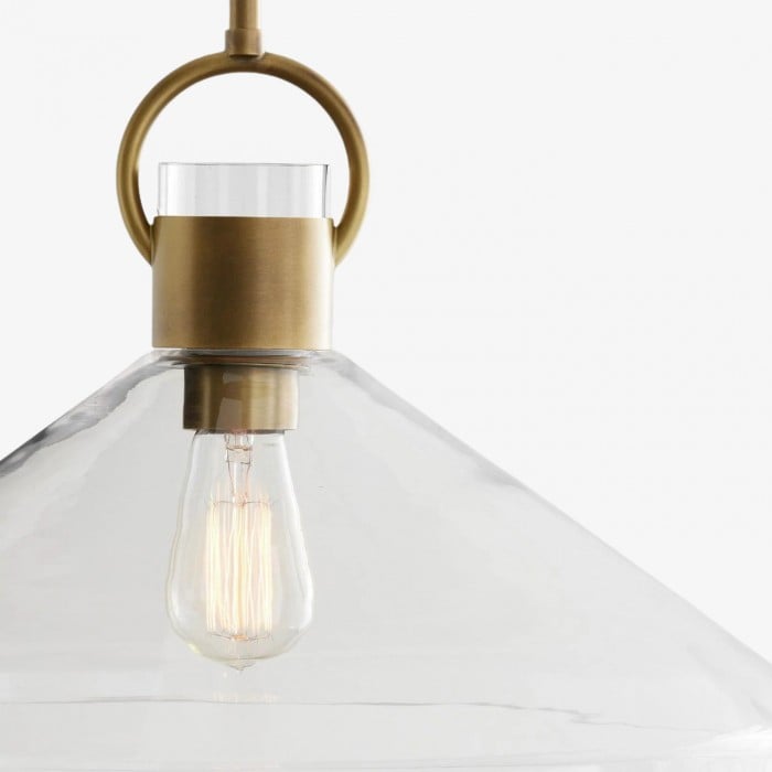 Suspension Lumicona à cône large – Design en verre transparent de style industriel pour cuisines HL2420