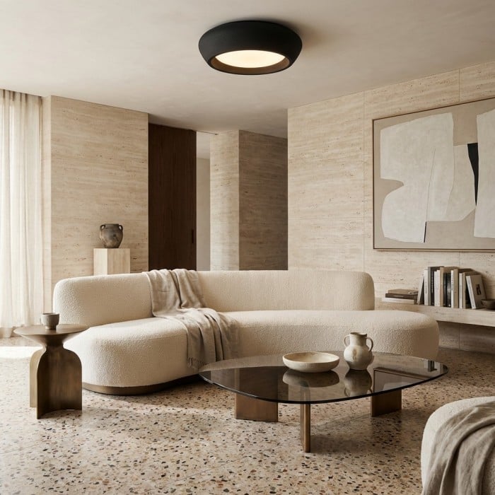 Monocem Minimalistyczna oprawa sufitowa z betonu – stylowa lampa sufitowa do salonu HL2426