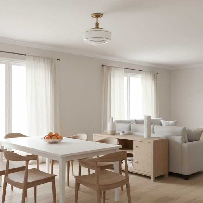 Plafonnier moderne Nalaviro - Abat-jour en verre pour salon et entrée HL2424