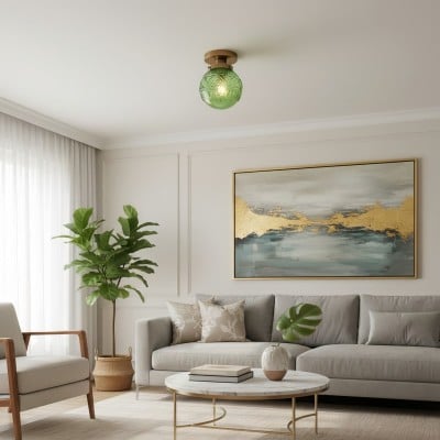 Naveliro Sphere Glass Flush Mount Ceiling Light - Timeless Design for Living Room and Kitchen HL2423