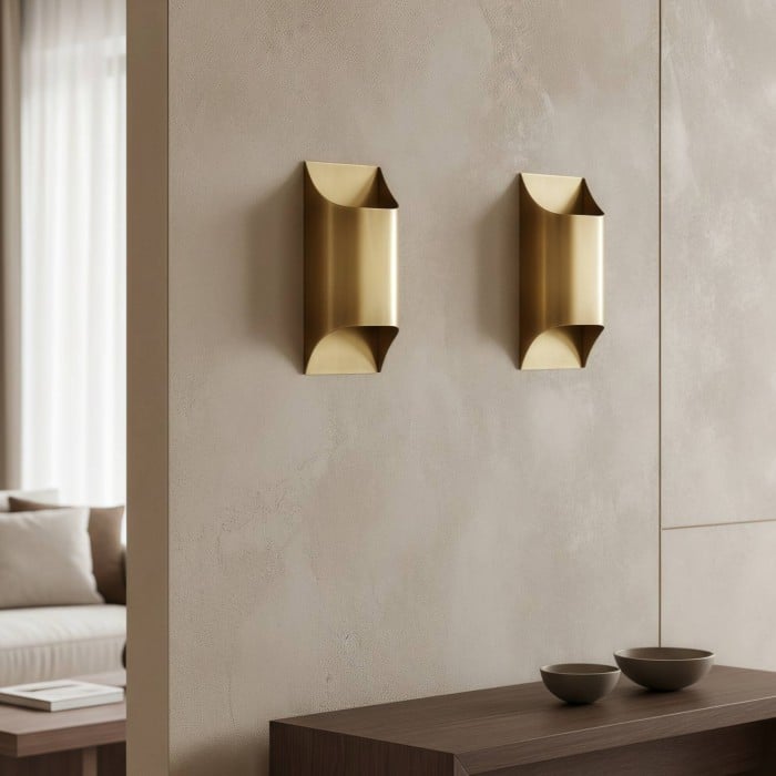 Applique murale Sconique en laiton élégant - Applique murale minimaliste à profil architectural pour hall d'entrée HL2446