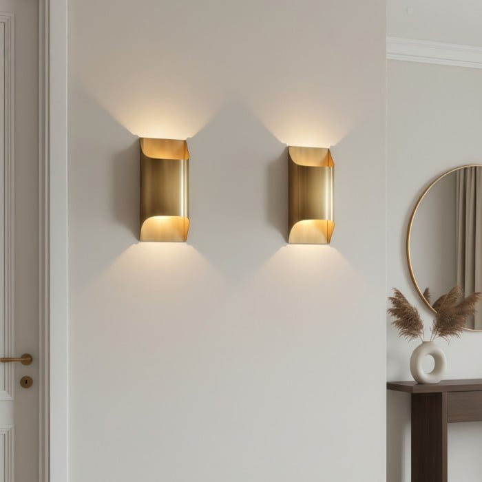 Applique murale Sconique en laiton élégant - Applique murale minimaliste à profil architectural pour hall d'entrée HL2446