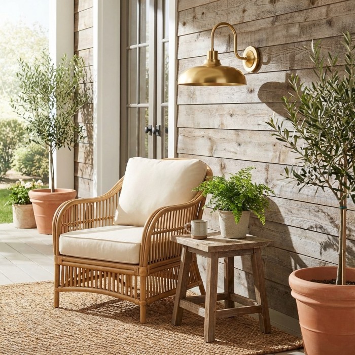 Aplique de pared Velara de metal industrial con cúpula rústica - Aplique de pared curvo clásico para exteriores, ideal para