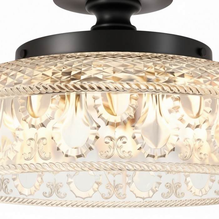 Plafonnier semi-encastré en verre à motif floral vintage Zenarivo - Style chalet moderne pour salon HL2437