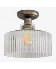 Lámpara de techo Amberflow retro de cristal estriado ámbar – Montaje empotrado redondo para pasillos y entradas HL2434