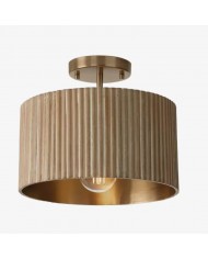 Okrągła lampa sufitowa Glimmerove z mosiężnym, żłobionym szkłem – rustykalny, szykowny montaż podtynkowy do salonów i łazienek