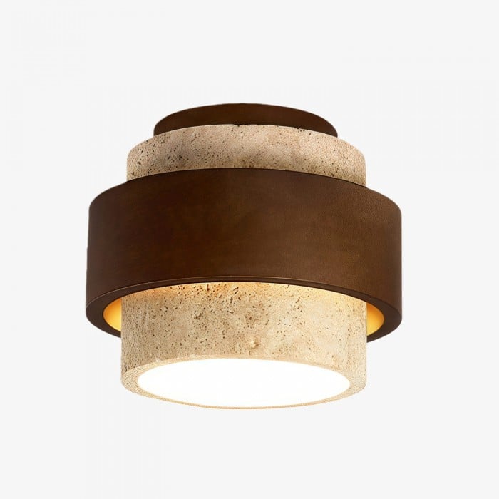 Lampa sufitowa MokuStone Wabi Sabi z trawertynu – teksturowany kamień, montaż podtynkowy, do domu, HL2444