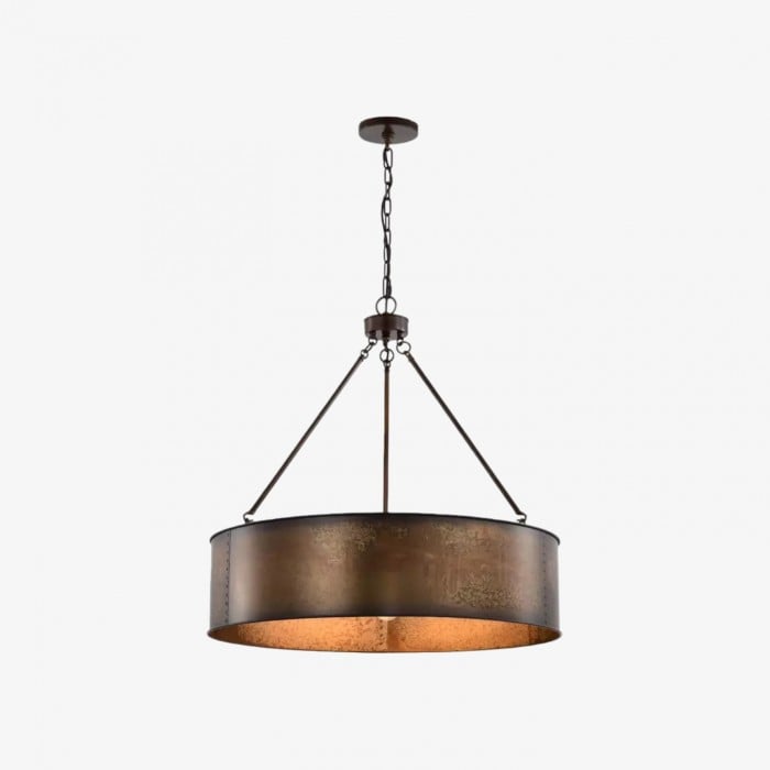 Lampa wisząca Velara Industrial Drum Shade – oprawa wisząca w stylu industrialnym do kuchni i jadalni HL2438