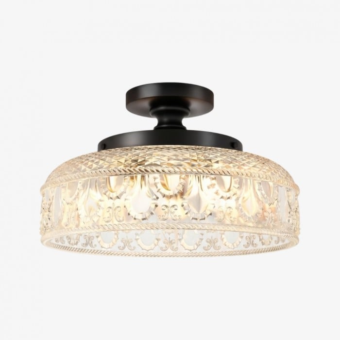 Lampa sufitowa Zenarivo Vintage Floral Glass, półpłaska, w nowoczesnym stylu do salonu, HL2437