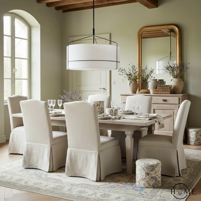 Horelia Linen Pendant Lamp - Nordic Drum Shape Pendant Light HL1491