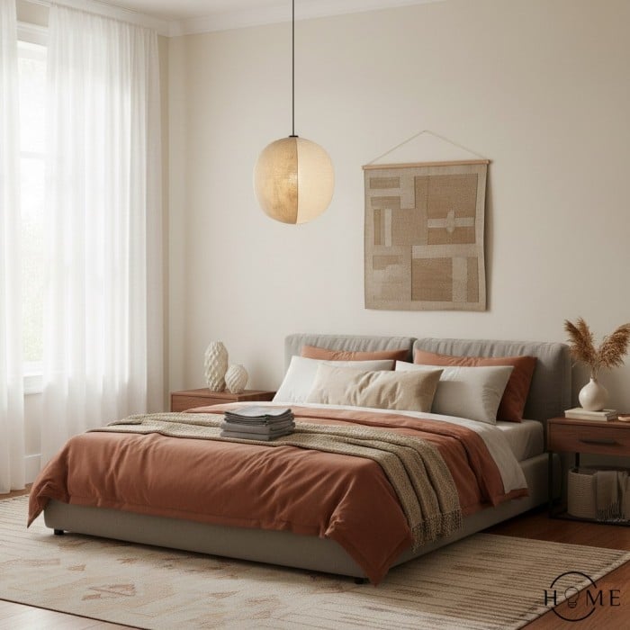 Diora Sculptural Lantern Pendant Light - Modern Hanging Lamp with Silk Texture for Living Spaces HL1991