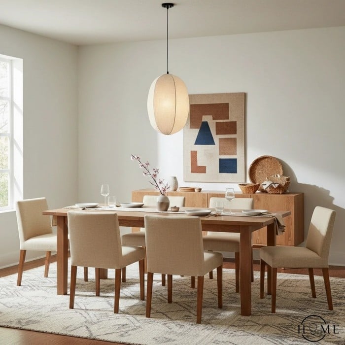 Diora Sculptural Lantern Pendant Light - Modern Hanging Lamp with Silk Texture for Living Spaces HL1991