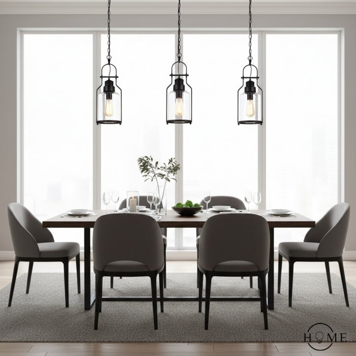 Lámpara colgante vintage Lirra con tarro de cristal - Lámpara colgante industrial de metal para cocinas y bares HL973