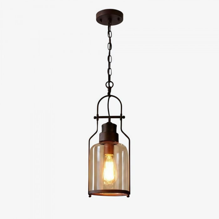 Lirra Vintage-Glas-Hängeleuchte – Industrielle Metall-Hängeleuchte für Küche und Bar HL973