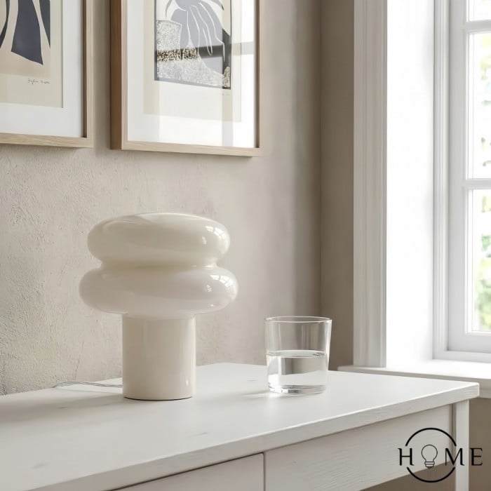 Orra Piccola lampada da tavolo in opale - Lampada in vetro a forma di fungo per soggiorno HL1782