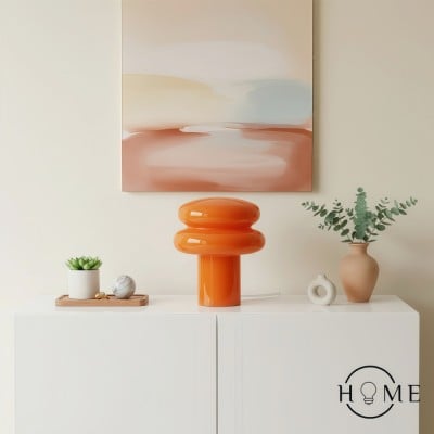 Orra Liten opalbordslampa - svampformad glaslampa för vardagsrum HL1782