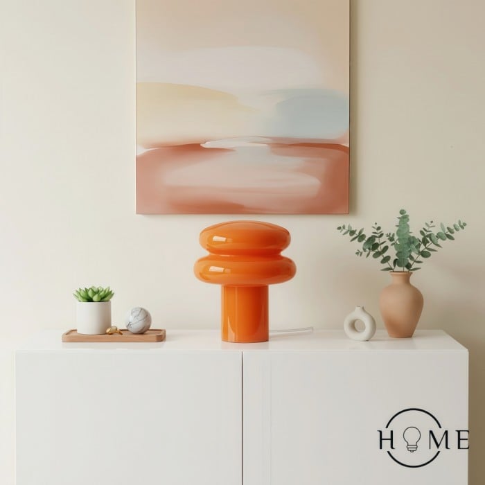 Orra Petite lampe de table opale – Lampe champignon en verre pour salon HL1782