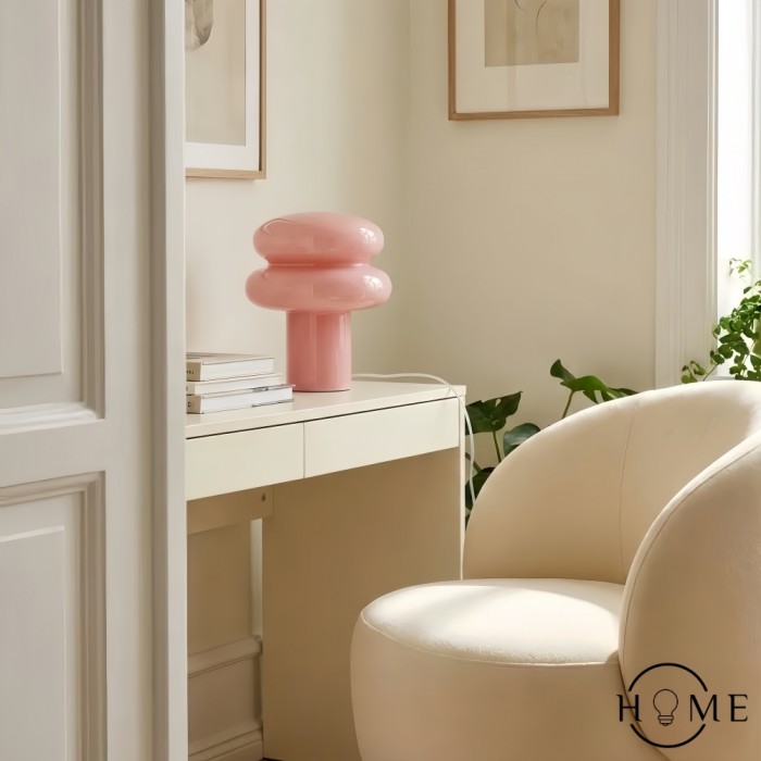 Orra Piccola lampada da tavolo in opale - Lampada in vetro a forma di fungo per soggiorno HL1782